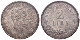Vittorio Emanuele II (1861-1878) 2 Lire 1863 T valore - Nomisma 908 AG R In slab PCGS MS63. Conservazione eccezionale con bellissima patina iridescent...