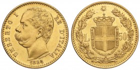 Umberto I (1878-1900) 50 Lire 1884 - Nomisma 975 AU R Leggermente lucidato

SPL