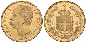 Umberto I (1878-1900) 50 Lire 1891 - Nomisma 977 AU RRR Minimo colpetto al bordo e minimi segnetti da contatto 

SPL+/qFDC