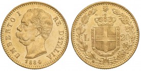 Umberto I (1878-1900) 20 Lire 1884 - Nomisma 983 AU RR 

qFDC