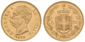 Umberto I (1878-1900) 20 Lire 1893 Il primo 1 ribattuto - Nomisma 990 AU

SPL+