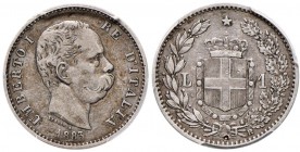Umberto I (1878-1900) Lira 1883 - Nomisma 1004 AG RRRR In slab PCGS “genuine, tooled - VF detail”. Esemplare di ottima qualità per questo rarissimo mi...