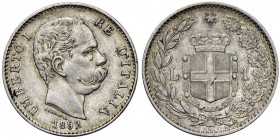 Umberto I (1878-1900) Lira 1892 - Nomisma 1008; Pag. 605; Mont. 51 AG RR

qSPL