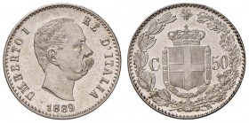 Umberto I (1878-1900) 50 Centesimi 1889 - Nomisma 1011 AG R Conservazione eccezionale con i fondi speculari

FDC
