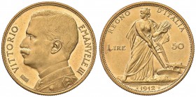 Vittorio Emanuele III (1900-1946) 50 Lire 1912 - Nomisma 1063 AU R Consueti minimi graffietti da contatto sui fondi speculari 

qFDC