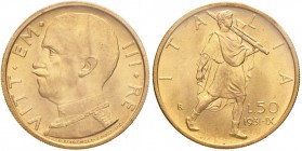 Vittorio Emanuele III (1900-1946) 50 Lire 1931 A. IX - Nomisma 1067 AU Sigillato FDC da Angelo Bazzoni

FDC
