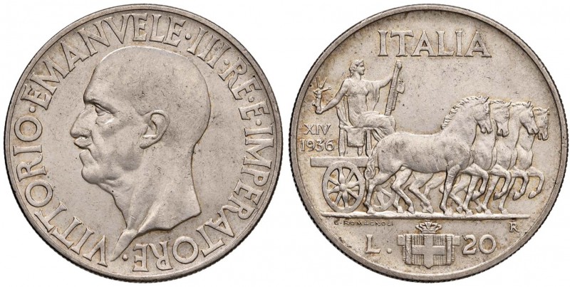 Vittorio Emanuele III (1900-1946) 20 Lire 1936 - Nomisma 1094 AG R Minimi segnet...