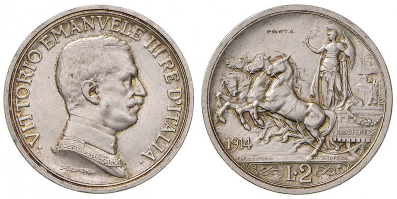 Vittorio Emanuele III (1900-1946) 2 Lire 1914 Prova - Nomisma P. 35; Luppino 188...