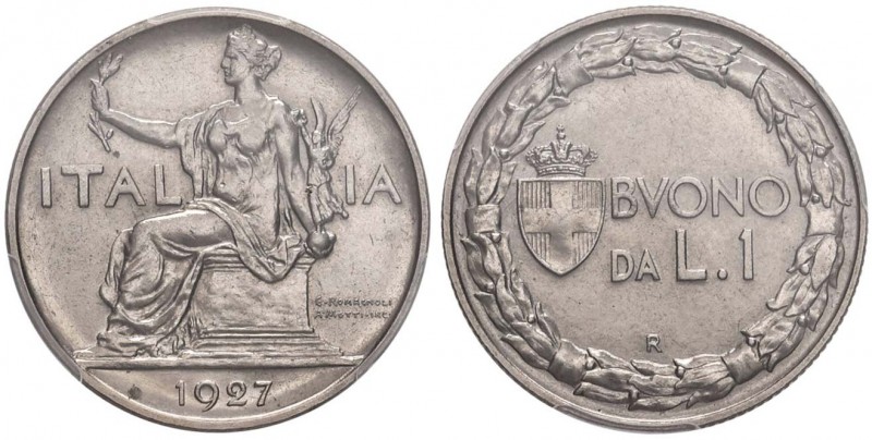 Vittorio Emanuele III (1900-1946) Lira 1927 - Nomisma 1211 NI RR Tiratura di 100...