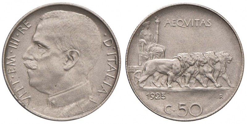 Vittorio Emanuele III (1900-1946) 50 Centesimi 1925 R - Nomisma 1242; Pag. 807 N...