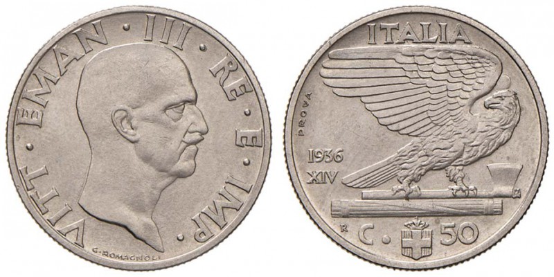 Vittorio Emanuele III (1900-1946) 50 Centesimi 1936 Prova - Nomisma P50 NI (g 5,...