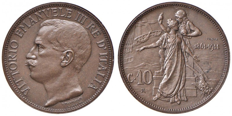 Vittorio Emanuele III (1900-1946) 10 Centesimi 1911 Cinquantenario Prova - Nomis...