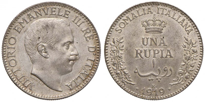 Vittorio Emanuele III (1900-1946) Somalia - Rupia 1919 - Nomisma 1419 AG R

qF...
