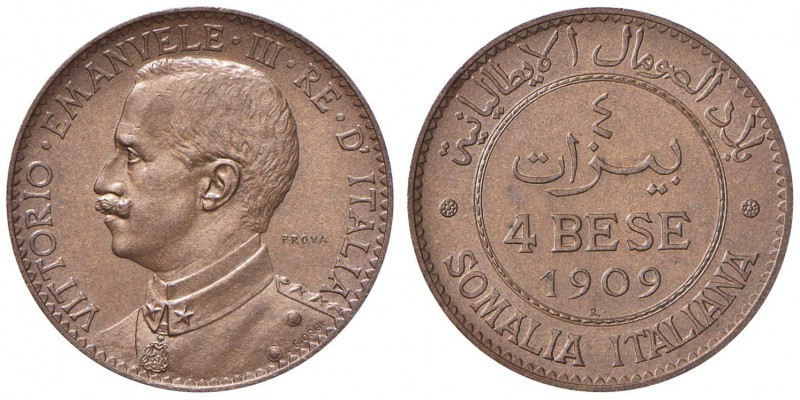 Vittorio Emanuele III (1900-1946) Somalia - 4 Bese 1909 Prova - Nomisma P85 CU R...