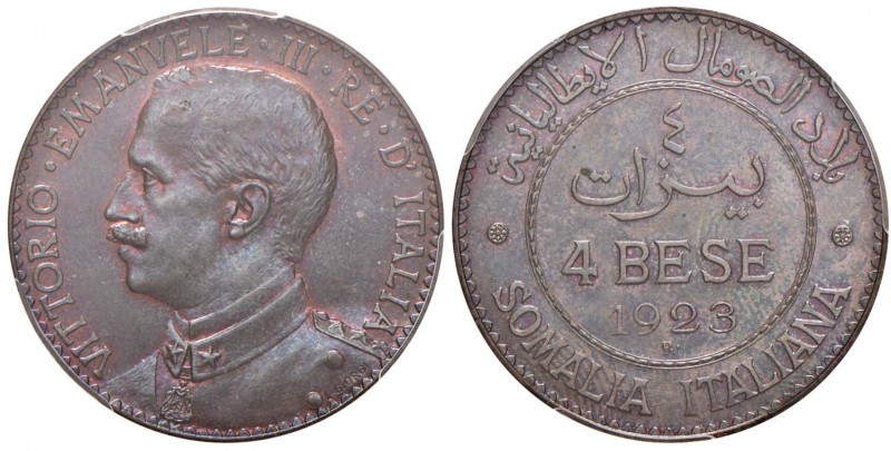 Vittorio Emanuele III (1900-1946) Somalia - 4 Bese 1923 - Nomisma 1433 CU In sla...