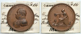 Carlo Felice (1821-1831) Medaglia 1823 Ripristino dell’Accademia di Belle Arti - Opus: Lavy AE (g 39,56 - Ø 45 mm) Con cartellino di vecchia raccolta...