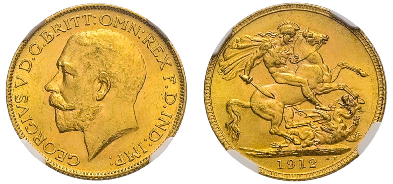 Great Britain, George V, 1910-1936. AV Sovereign, 1912, London mint, 22mm, AGW: ...