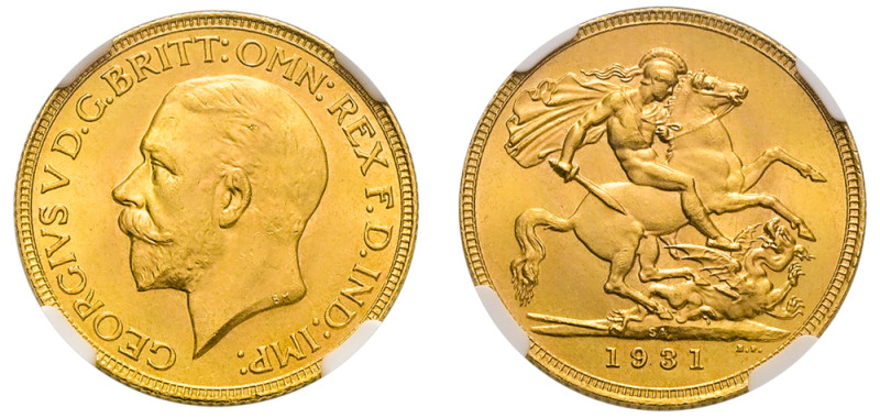 South Africa, George V, 1910-1936. AV Sovereign, 1931 SA, Pretoria mint, 22mm, A...