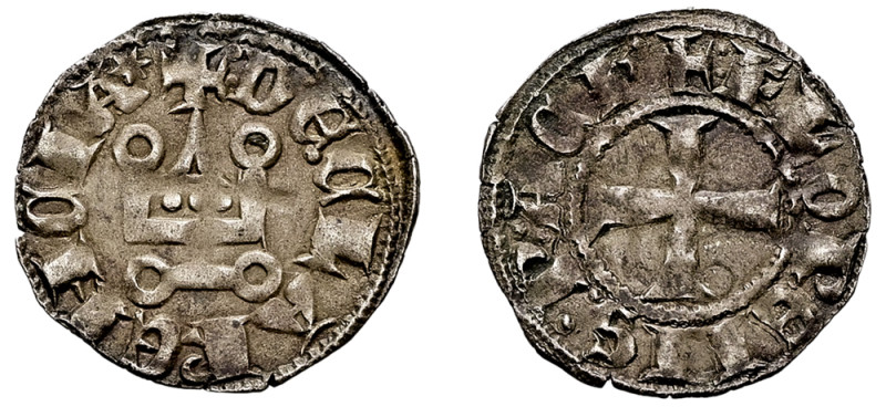 Principality of Achaia, Florent de Hainault, 1289-1297. Billon Denier tournois, ...