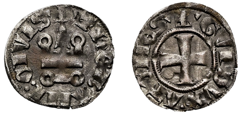 Duchy of Athens, Gui II de la Roche, 1287-1308. Billon Denier tournois, 0.78g, 1...