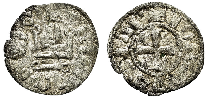 Lordship of Tinos, George I Ghisi, 1303-1311. Billon Denier tournois, 0.77g, 18m...