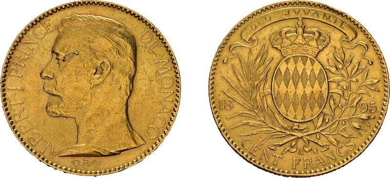 100 Francs 1895, Albert I., Fb. 13, kl. Schrötlingsfehler, sehr schön bis vorzüg...