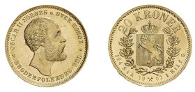 20 Kroner Gold 1902, Oskar II. Fb. 17, vorzüglich bis Stempelglanz.