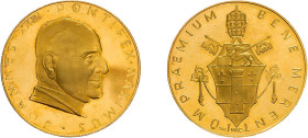 Johannes XXIII. (1958-1963), Goldmedaille (ca. 30mm, 14g), o.J. Av: Kopf Johannes XXIII. nach rechts, darum "JOANNES XXIII PONTIFEX MAXIMUS". Rev: Wap...