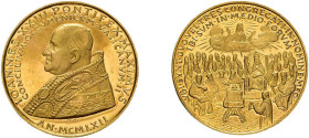 Johannes XXIII., Goldmedaille (ca. 22mm, 7g), 1962, von P. Giampaoli, auf das Zweite Vatikanische Konzil. Kl. Kratzer, Polierte Platte. Bedingung: *