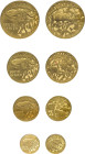 Set zu 1/10, 1/4, 1/2 und 1 Oz Gold 1997, Prestige Set Natura-Büffel. Mit Zertifikat in Ausgabeschatulle. Polierte Platte.