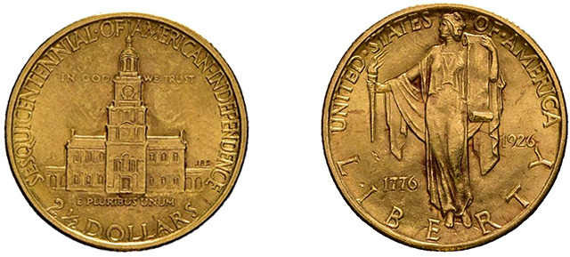 2 1/2 Dollars Gold 1926. Sesquicentennial of American Independence. Fb. 123, vor...