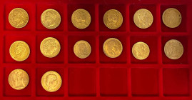 FRANKREICH, Lot von 14 Goldmünzen. Enthalten: 20 Francs 1813 und 1814 A Napoleon ( je ss), 2 x 20 Francs 1824 A Louis XVIII. (ss/ss-vz), 20 Francs 182...