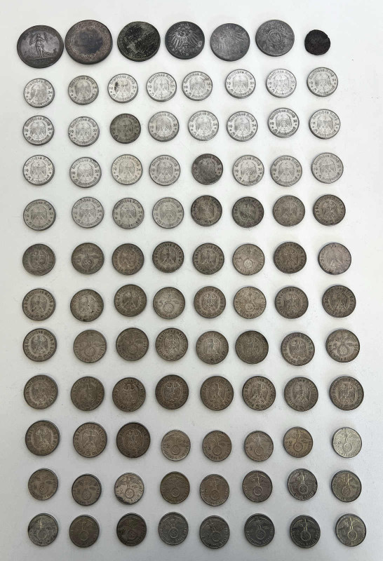 DEUTSCHLAND, Konvolut von Silbermünzen der letzten 150 Jahre. Enthalten: 5 Mark ...