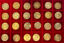 DEUTSCHLAND, PREUSSEN. 24 x 20 Mark Wilhelm II. Enthalten sind die Jahre 1890-1913. Erhaltung reichen von sehr schön bis fast Stempelglanz.
