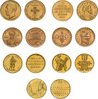 SCHWEIZ, Lot von 7 Goldmedaillen. Dabei: Goldmedaille auf Folke Bernadotte (1895-1948) 32,23g, Goldmedaille zur Ehre der Heimat 1946 (26,94g), Goldmed...