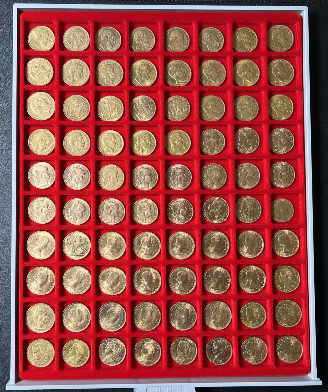 EUROPA, Sammlung von 110 Goldmünzen. Dabei: Belgien 7 x 20 Francs 1871-1878 Leop...