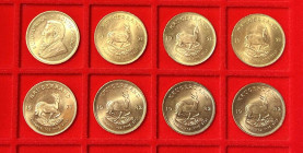 SÜDAFRIKA, 8 x Krügerrand der Jahre: 1971 (4x), 1977 und 1982 (3x). Je 1 oz Gold. Erhaltung Prägefrisch.