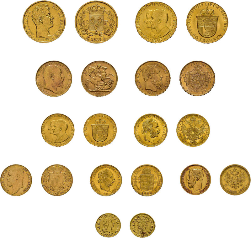 ALLE WELT, Lot von 10 Goldmünzen. Dabei: Australien 1 Sovereign1905 (Perth), Bel...