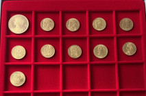ALLE WELT, Lot von 11 Goldmünzen. Enthalten sind: Chile 100 Pesos 1959, Frankreich 6 x 20 Francs (1863-1908),Belgien 20 Francs 1877, Schweiz 20 Franke...