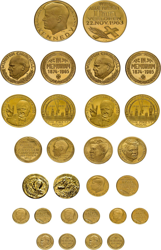 MEDAILLEN, POLITIK. Lot von 14 Goldmedaillen. Dabei u.a.: Grosse Goldmedaille au...