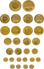 MEDAILLEN, POLITIK. Lot von 14 Goldmedaillen. Dabei u.a.: Grosse Goldmedaille auf den Tod von John F. Kennedy 1963 (69,62g), und vier weitere össere G...