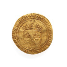 CHARLES VIII
Ecu d’or au soleil
A/ KAROLUS DEI GRA FRANCORVM REX
R/ XPS VINCIT XPS REGNAT XPS IMPERAT
Montpellier Point 4
Or
Monnaie voilée, petit sou...