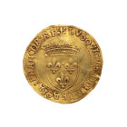 LOUIS XII
Ecu d’or au soleil
A/ LVDOVICUS DEI GRA FRANCOR RE
R/ XPS VINCIT APS REGNAT PRS INPERAT
Or
Monnaie voilée
3,30 gr

Duplessy 647
Curieuse lég...