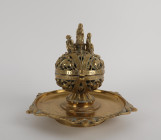 Encensoir sur le thème des hébreux dans la fournaise
Jolie copie du modèle conservé au Musée de Lille
Laiton
23 cm

Travail moderne dans le style du X...