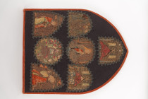 Sept fragments de textiles à motifs religieux, Vierge à l’enfant, architecture et divers
15-18 cm

XV-XVII ème siècles.

Expert : Florian Bourguet...