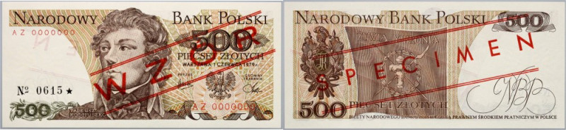 PRL, 500 złotych 1.06.1979, WZÓR, No. 0615, seria AZ Numer 0000000. Reference: M...