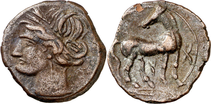 Zeugitana. (s. III a.C.). Cartago. AE 22. (S. 6512 var) (SNG. Copenhagen 309-313...