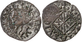 s/d. Felipe II. Vic. 1 diner. (AC. 18) (Cru.C.G. 3899e). Contramarca león, realizada en 1579. Escasa. 0,50 g. MBC+.