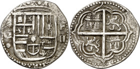 s/d (1576-1587). Felipe II. Granada. F. 2 reales. (AC. 319). Rayitas. 5,31 g. MBC.