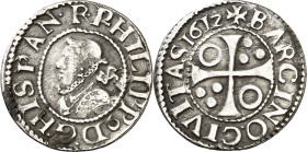 1612. Felipe III. Barcelona. 1/2 croat. (AC. 376) (Cru.C.G. 4342e). 1,38 g. MBC.